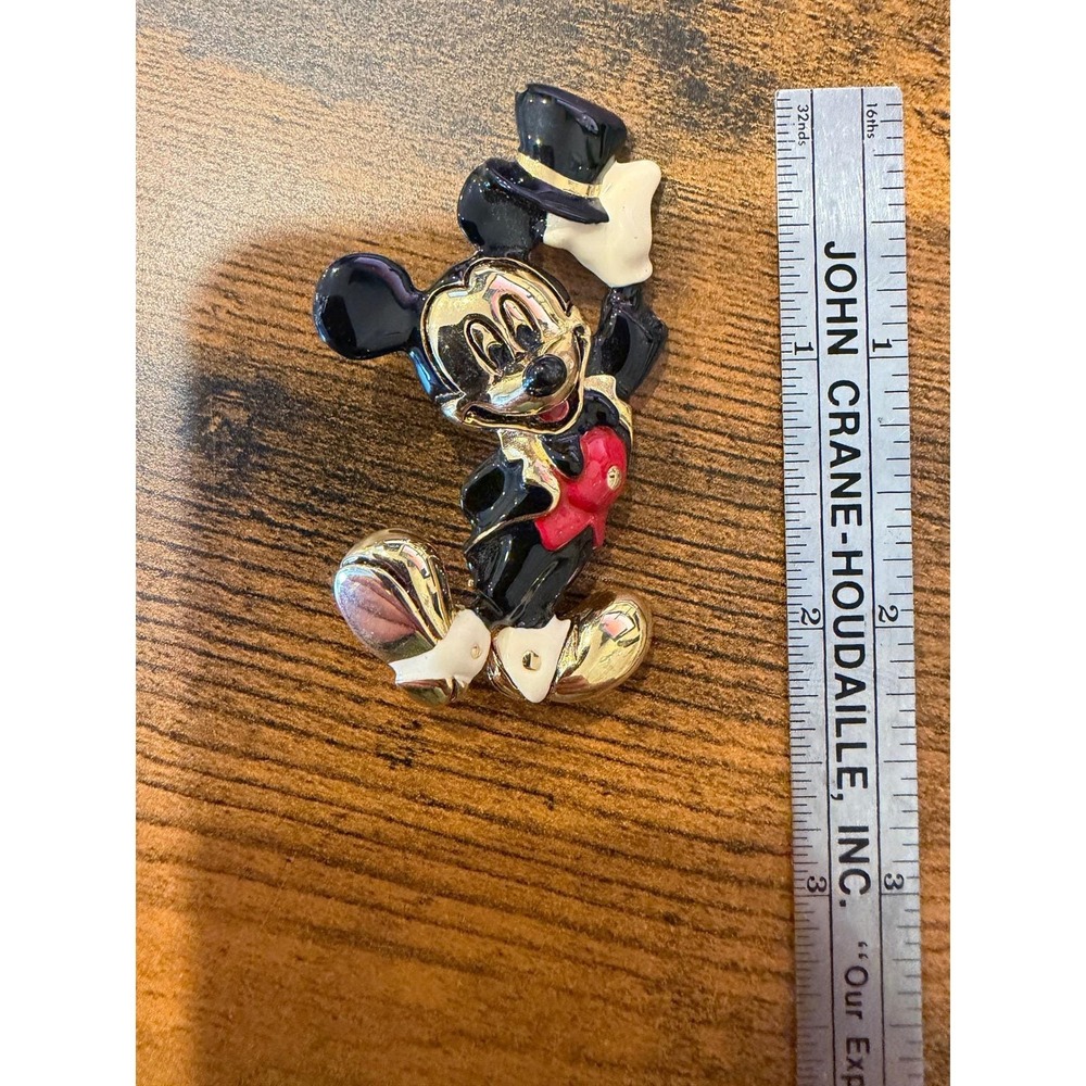 Vintage Disney Napier Mickey Mouse Brooch‎ Gold Tone Enamel Tuxedo Top Hat Pin